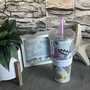 VERA BRADLEY TRAVEL TUMBLER 24OZ PALM FLORAL *** BRAND NEW IN GIFT BOX